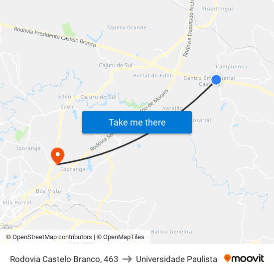 Rodovia Castelo Branco, 463 to Universidade Paulista map