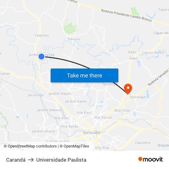 Carandá to Universidade Paulista map
