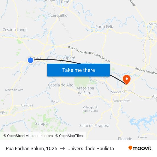 Rua Farhan Salum, 1025 to Universidade Paulista map
