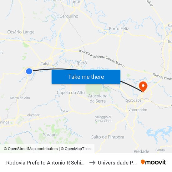 Rodovia Prefeito Antônio R Schincariol, 246 to Universidade Paulista map