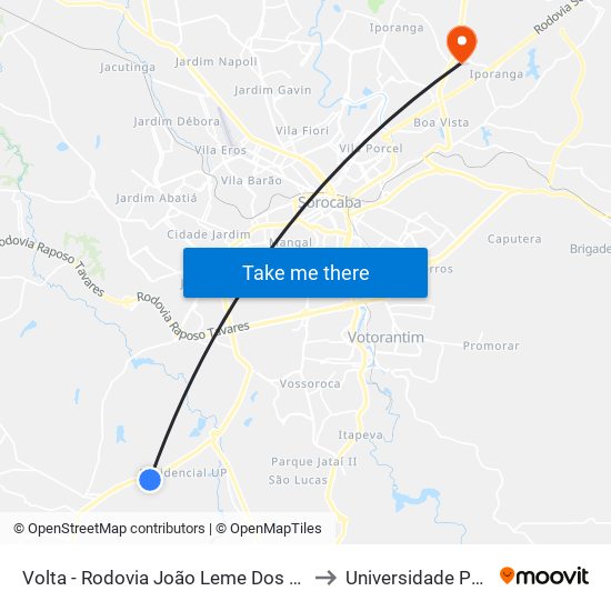 Volta - Rodovia João Leme Dos Santos, 31 to Universidade Paulista map