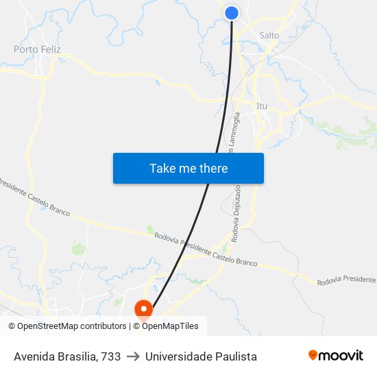 Avenida Brasilia, 733 to Universidade Paulista map