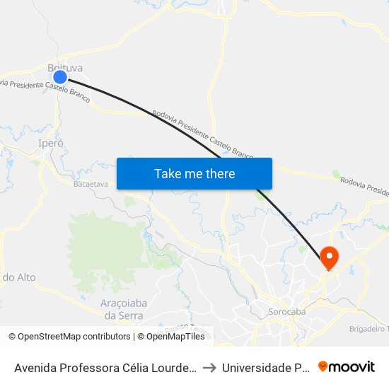 Avenida Professora Célia Lourdes Vercelino to Universidade Paulista map