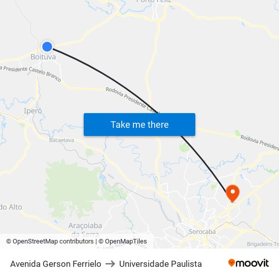 Avenida Gerson Ferrielo to Universidade Paulista map