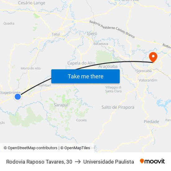 Rodovia Raposo Tavares, 30 to Universidade Paulista map