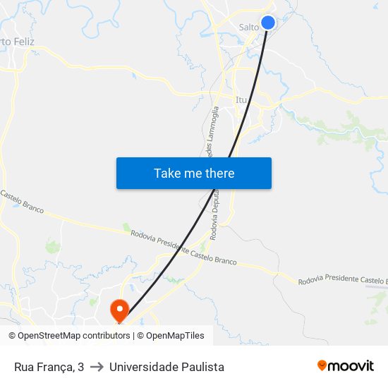 Rua França, 3 to Universidade Paulista map