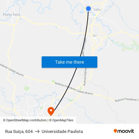 Rua Suíça, 604 to Universidade Paulista map