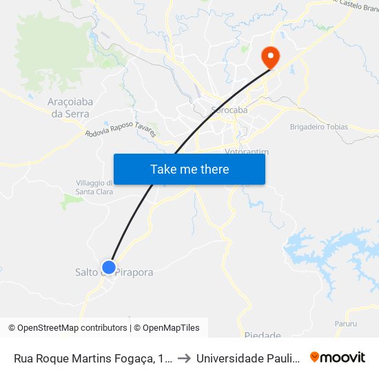 Rua Roque Martins Fogaça, 100 to Universidade Paulista map