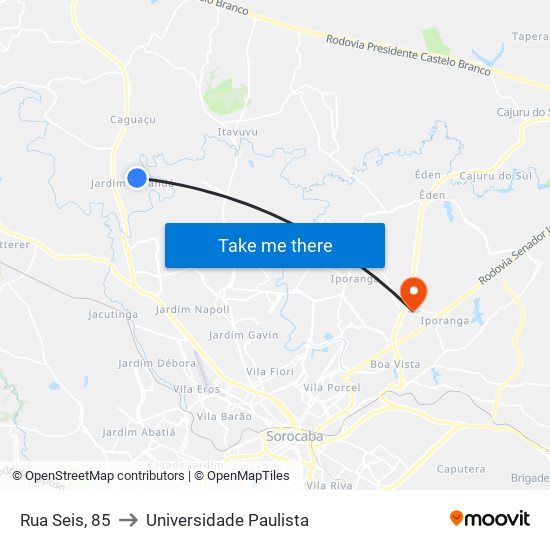 Rua Seis, 85 to Universidade Paulista map