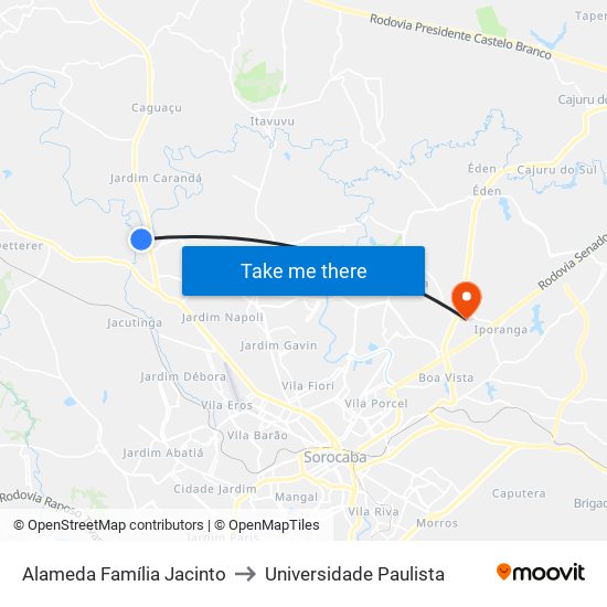 Alameda Família Jacinto to Universidade Paulista map