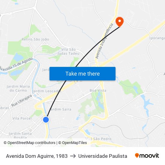 Avenida Dom Aguirre, 1983 to Universidade Paulista map