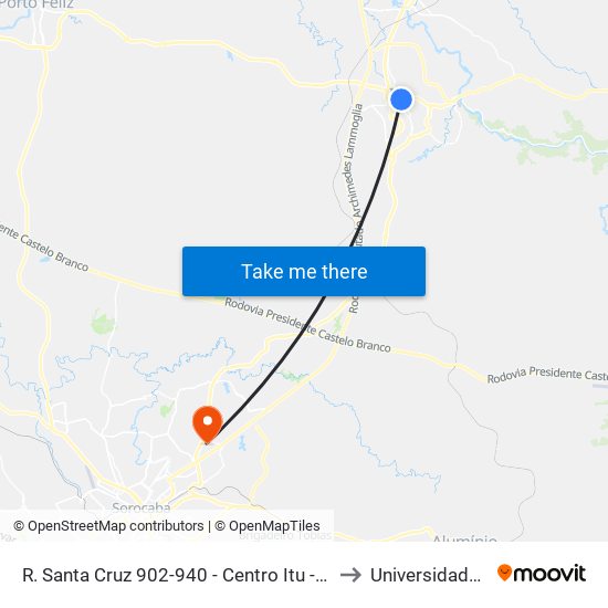 R. Santa Cruz 902-940 - Centro Itu - SP 13300-090 Brasil to Universidade Paulista map