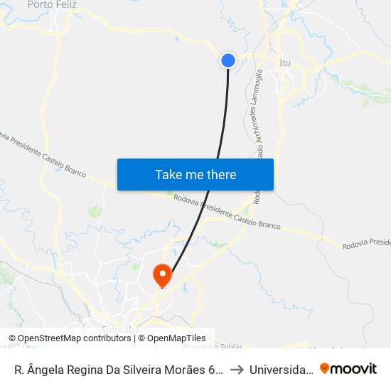 R. Ângela Regina Da Silveira Morães 61 - Chácara Flórida Itu - SP Brasil to Universidade Paulista map