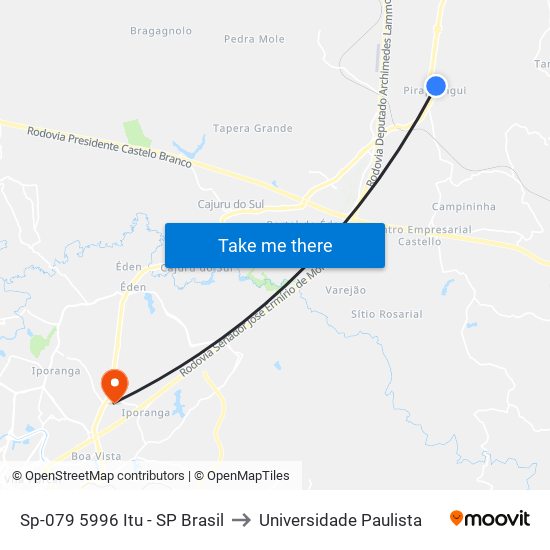 Sp-079 5996 Itu - SP Brasil to Universidade Paulista map