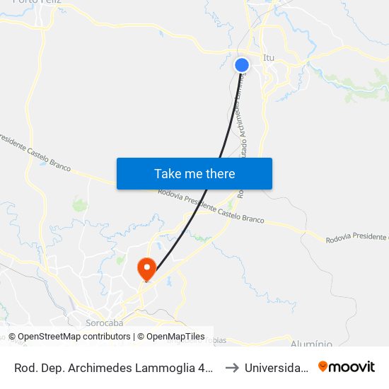 Rod. Dep. Archimedes Lammoglia 4800 - Itu SP 13300-970 Brasil to Universidade Paulista map