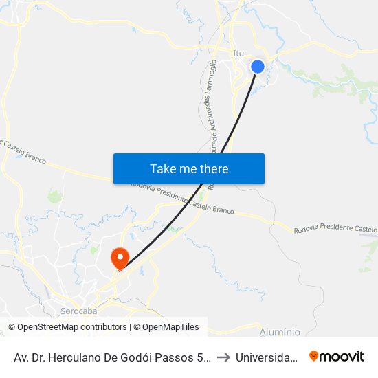 Av. Dr. Herculano De Godói Passos 595 - São Luiz Itu - SP Brasil to Universidade Paulista map