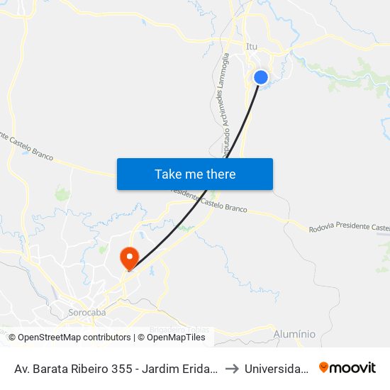 Av. Barata Ribeiro 355 - Jardim Eridano Itu - SP 13306-220 Brasil to Universidade Paulista map