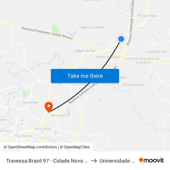 Travessa Brasil 97 - Cidade Nova I Itu - SP Brasil to Universidade Paulista map