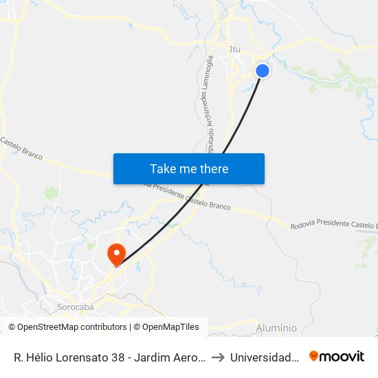 R. Hélio Lorensato 38 - Jardim Aeroporto I Itu - SP Brasil to Universidade Paulista map