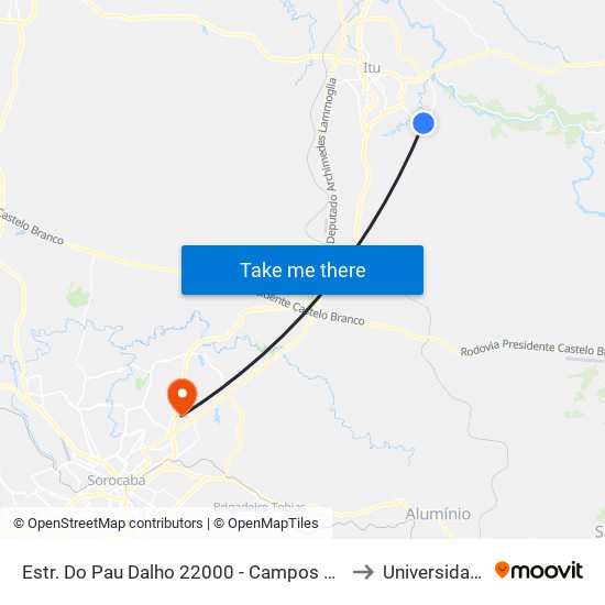 Estr. Do Pau Dalho 22000 - Campos De Santo Antonio Itu - SP Brasil to Universidade Paulista map