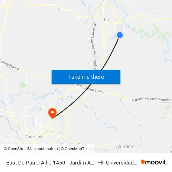 Estr. Do Pau D Alho 1450 - Jardim Aeroporto I Itu - SP Brasil to Universidade Paulista map