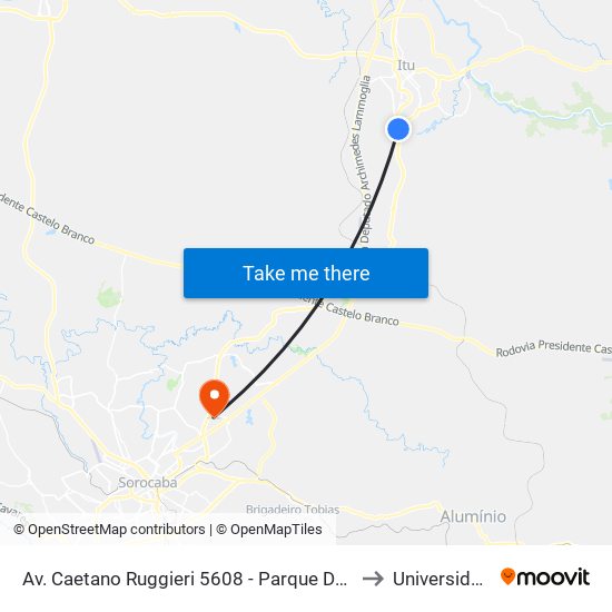 Av. Caetano Ruggieri 5608 - Parque Das Rosas Itu - SP 13309-710 Brasil to Universidade Paulista map