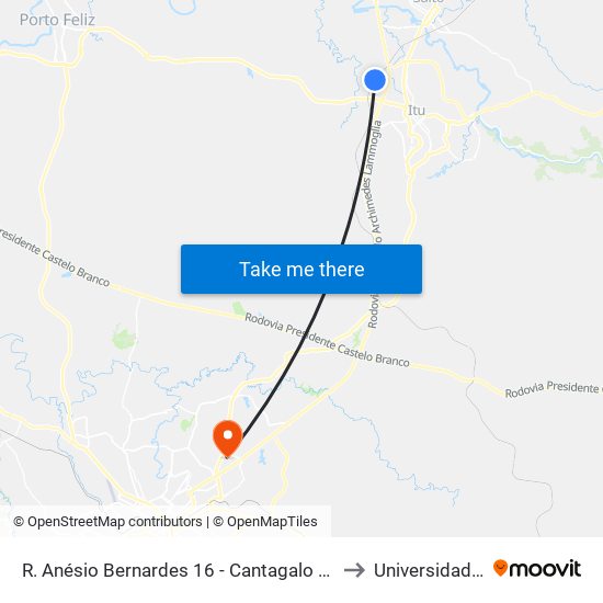 R. Anésio Bernardes 16 - Cantagalo Itu - SP 13328-300 Brasil to Universidade Paulista map