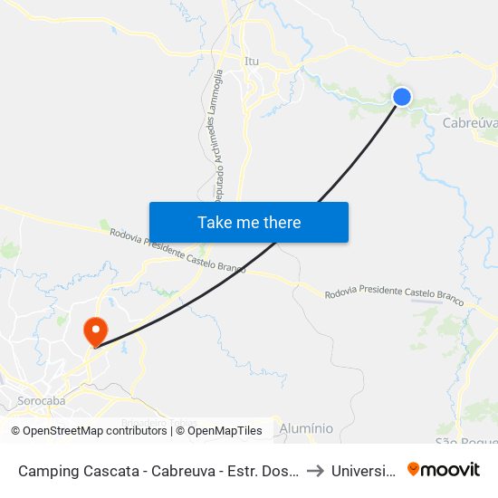 Camping Cascata - Cabreuva - Estr. Dos Romeiros 6165 Cabreúva - SP 13315-000 Brasil to Universidade Paulista map