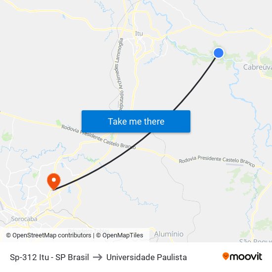 Sp-312 Itu - SP Brasil to Universidade Paulista map