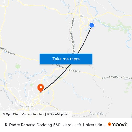R. Padre Roberto Godding 560 - Jardim Aeroporto I Itu - SP Brasil to Universidade Paulista map