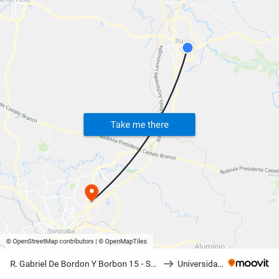 R. Gabriel De Bordon Y Borbon 15 - São Luiz Itu - SP 13304-050 Brasil to Universidade Paulista map