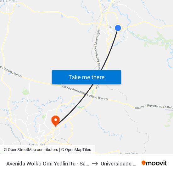 Avenida Wolko Omi Yedlin Itu - São Paulo Brasil to Universidade Paulista map