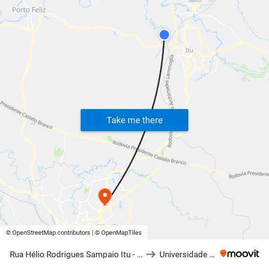 Rua Hélio Rodrigues Sampaio Itu - São Paulo Brasil to Universidade Paulista map