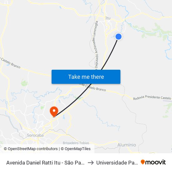 Avenida Daniel Ratti Itu - São Paulo Brasil to Universidade Paulista map