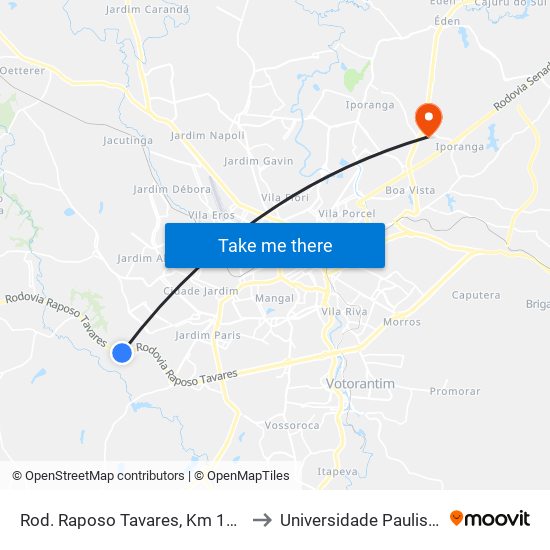 Rod. Raposo Tavares, Km 106 to Universidade Paulista map