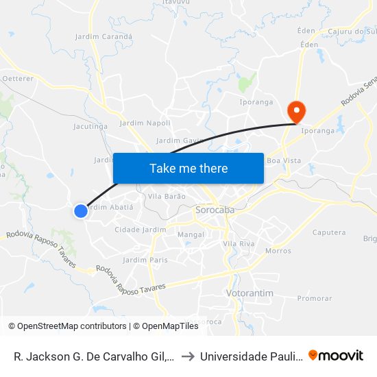 R. Jackson G. De Carvalho Gil, 210 to Universidade Paulista map