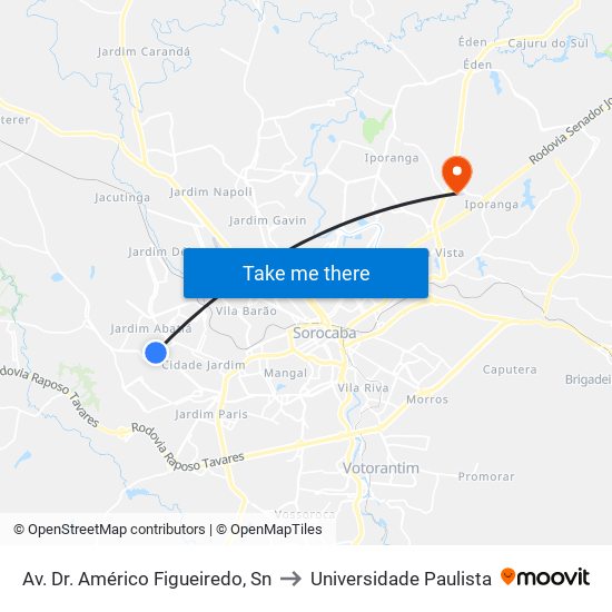 Av. Dr. Américo Figueiredo, Sn to Universidade Paulista map