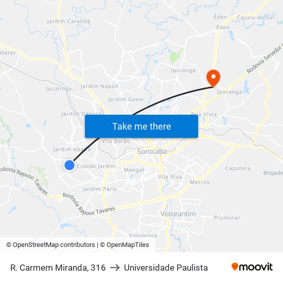 R. Carmem Miranda, 316 to Universidade Paulista map