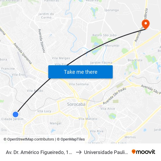 Av. Dr. Américo Figueiredo, 1042 to Universidade Paulista map