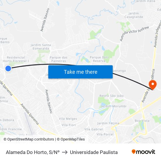 Alameda  Do Horto, S/Nº to Universidade Paulista map