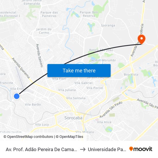 Av. Prof. Adão Pereira De Camargo, 761 to Universidade Paulista map