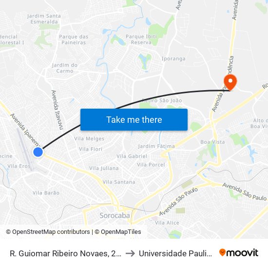 R. Guiomar Ribeiro Novaes, 286 to Universidade Paulista map