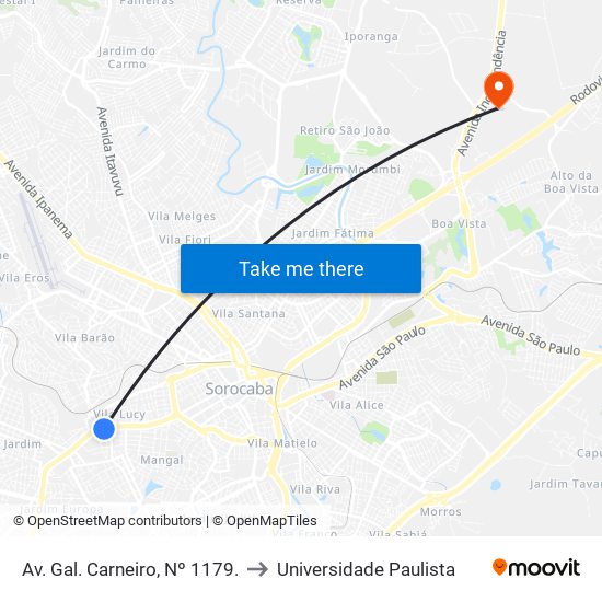 Av. Gal. Carneiro, Nº 1179. to Universidade Paulista map