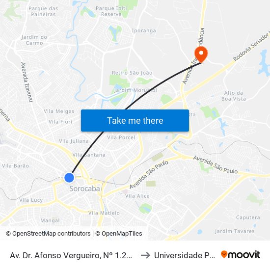 Av. Dr. Afonso Vergueiro, Nº 1.238 ""Cei-16"" to Universidade Paulista map