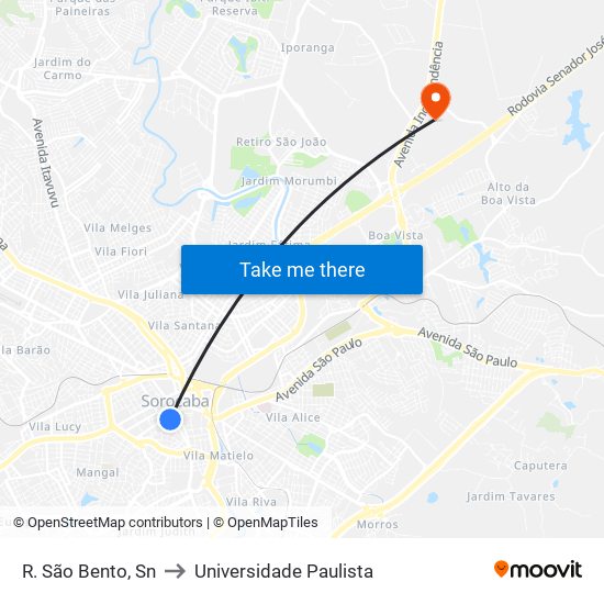 R. São Bento, Sn to Universidade Paulista map