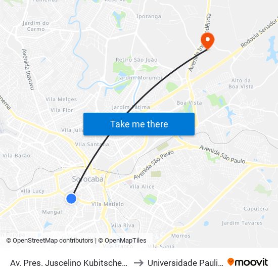 Av. Pres. Juscelino Kubitschek, 28 to Universidade Paulista map