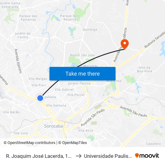 R. Joaquim José Lacerda, 172 to Universidade Paulista map