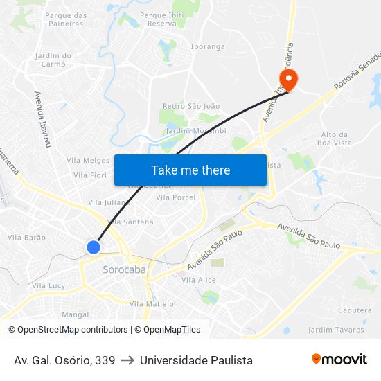 Av. Gal. Osório, 339 to Universidade Paulista map