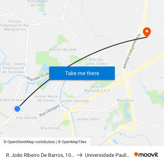 R. João Ribeiro De Barros, 1000 to Universidade Paulista map