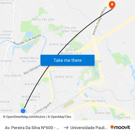 Av. Pereira Da Silva Nº600 - Cic - to Universidade Paulista map